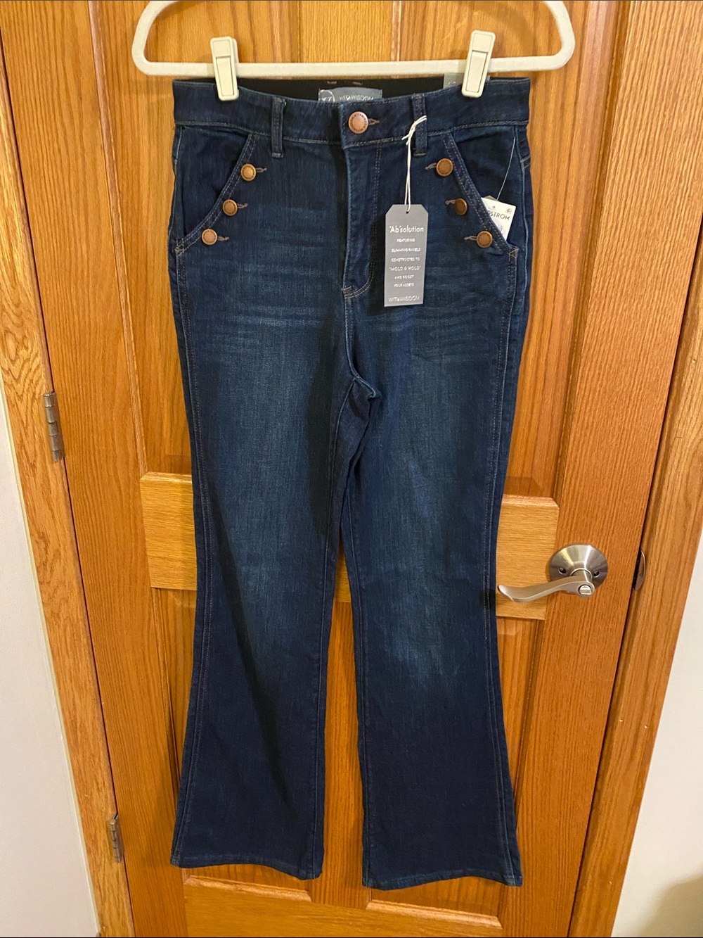 Wit & Wisdom Dark Blue High-Rise Sailor Flare Jeans “Ab”solution Skyrise Size 8